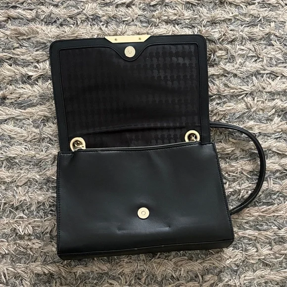 Karl Lagerfeld Luxury Black Floral Shoulder Bag with Gold Hardware - Picture 9 of 14